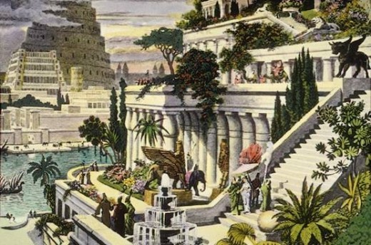 An illustration of the Hanging Gardens 