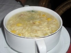 Chinese Sizzling Rice Soup with Chicken and Shrimp