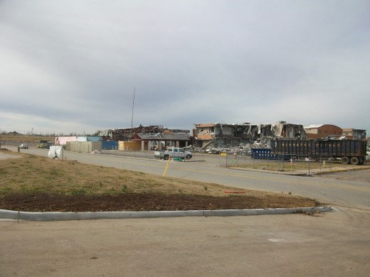 Demolition begins on the Joplin High School.