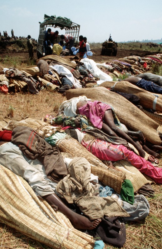 Bodies of Rwandan Refugees that had died due to lack of fresh water during the Rwandan Genocide in 1994 (50,000 Refugees died)