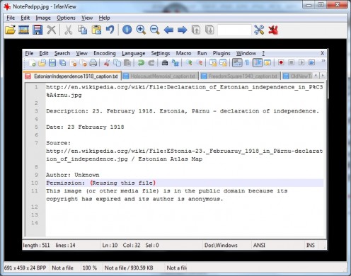 An IrfanView image showing a NotePadpp screen-grab.