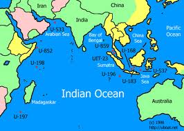 This is a map of the Indian Ocean, that we crossed with a ship called the Sydney, it took two weeks and it seemed as if it would never end. It was particularly hard for us that had never been to sea before. 