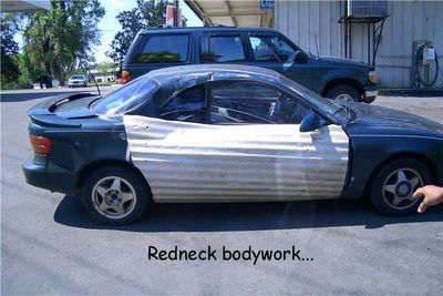 This is one way to save money. Be your own body shop repair shop. Just find a trailer park. Need some extra bucks at the end of the month? I know how to help