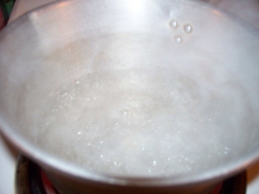 Bring your water and salt to a rolling boil.