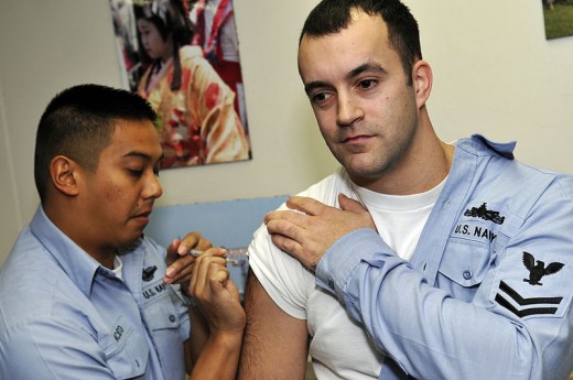 Man getting the flu vaccine.