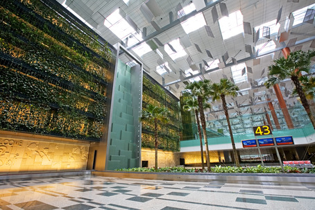 Terminal 3's green wall and waterfall.