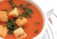 Tomato soup is great in the summer heat for a light meal, and a great warmer upper for cool winter days.  Croutons add a special touch! 