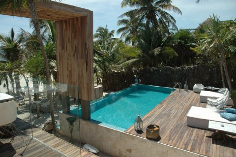 High-end accommodation is easy to find in the Tourista Zona of Tulum.