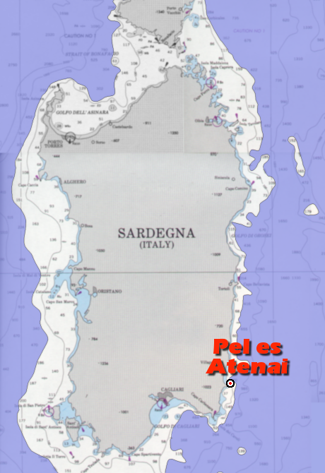 Tyrrhenian Sea, Sardinia, Southern Corsica and the town, Pel es Atenai, approximately 9620 BC. This one key location in my novel, "Edge of Remembrance."