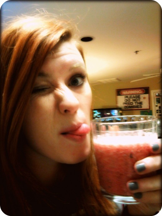 Yes, no yogurt. No milk. No whey protein powder. Don't let the straight up fruit and orange juice bore you.  This drink is gooood.