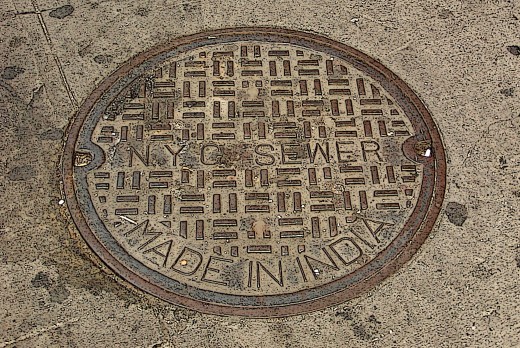 note this NYC manhole cover was made in India, talk about outsourcing © Eric Heifetz