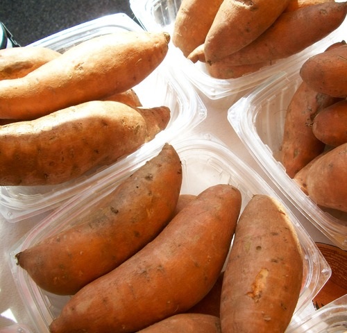 Sweet potatoes at the market.