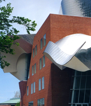Frank Gehry's curled titanium roofs top the Peter B. Lewis Building at Case Western Reserve University