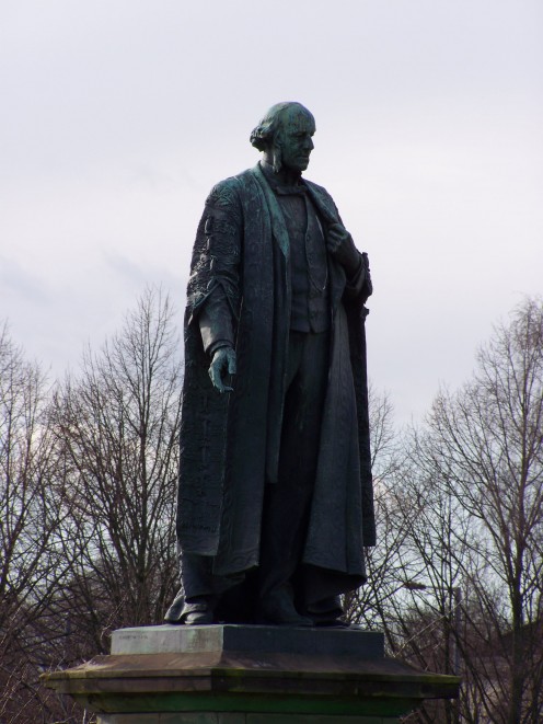 Statue of Henry Austin Bruce, 1st Lord Aberdare, overlooking Cardiff University