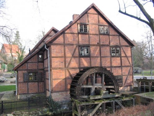 Old stone grinding watermill (today a museum) in Schwerin, Germany