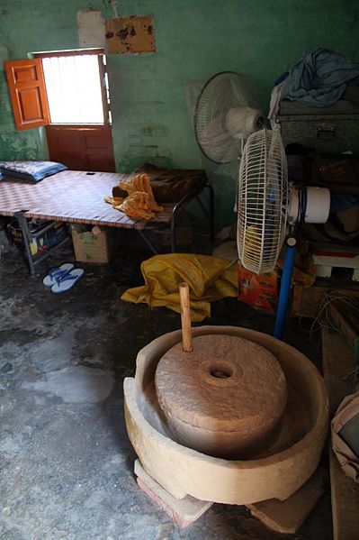 Stone hand grinder in a house in Punjab.