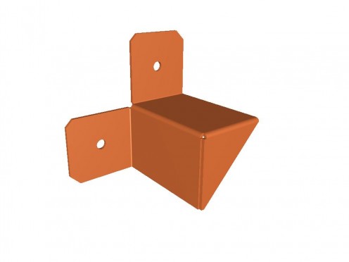 Sheet metal oil tank corner protection bracket model in 2mm stainless steel.  The final bracket had a welded joint right along its length to help strengthen it in use.