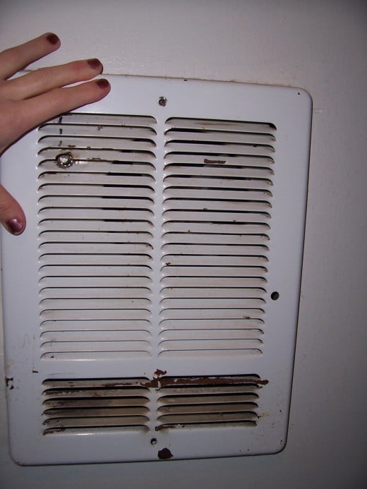 The old, broken heater