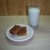 Chewy honey, oat and coconut flapjacks with a cold glass of milk....