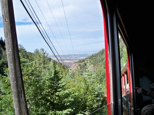 Climbing quickly above Colorado Springs and Manitou Springs