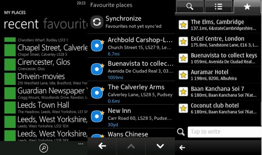 Favourites search Lumia, N9, E7 (no syc available for WP, just history on phone)
