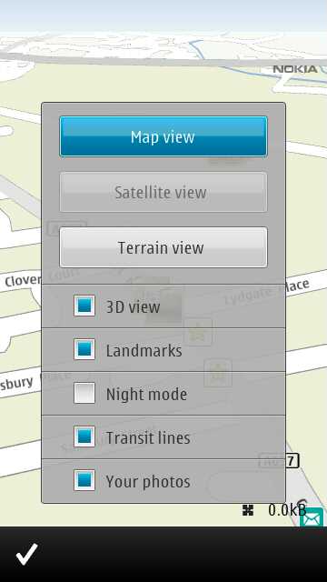 Map options on E7 with geolocated photos option