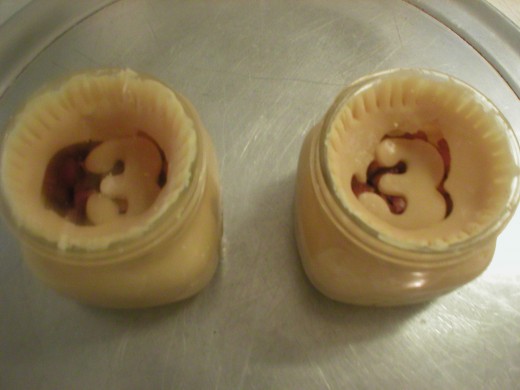 Crimping and venting pie tops.