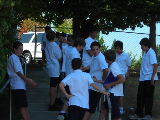 Hanging out during recess.