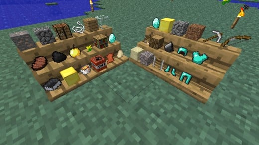 An example of the shelves that this mod allows you to build.