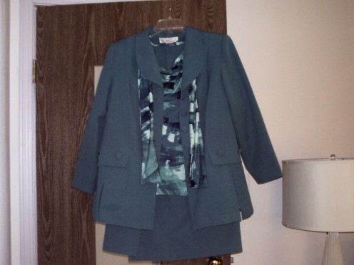 Another suit out of poly poplin and one of the sets that match it. These blouses look great with jeans and slacks and simple solid color knit cardigans.
