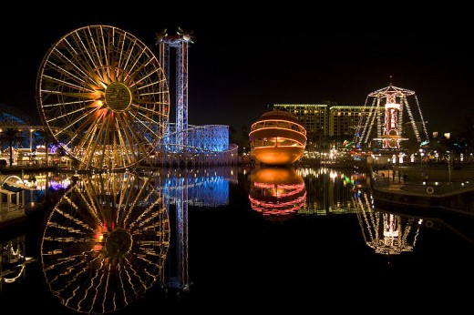 Disney's California Adventure at night.
