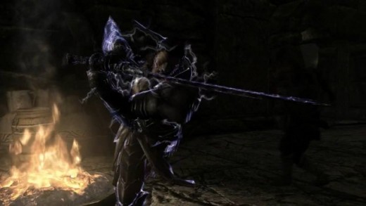 Screen cap from the teaser trailer for The Black Blade, a Skyrim Machinima in production.