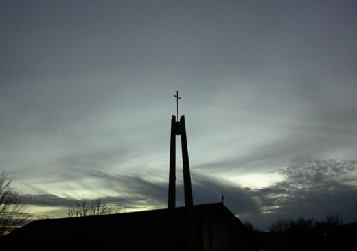 The Cross on the top of St Rose Catholic Church in Paso Robles