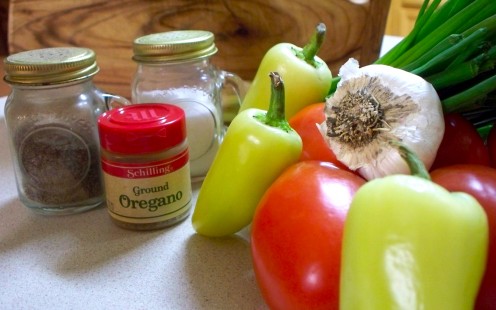 Ingredients for fresh homemade salsa.