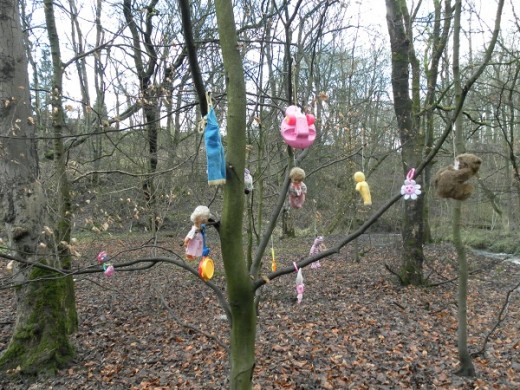 Decorated Tree in Cemetery Woods