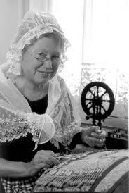 Madame is preparing some beautiful traditional Belgian lace patterns, a dying art.  