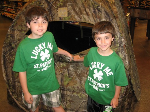 You'll find lots of camping supplies and camping gear. Jonathan and Tristan liked the tents and hunting blinds!