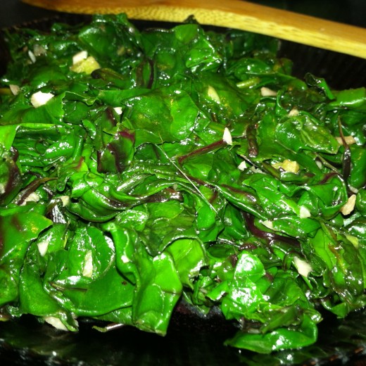 Sauteed beet greens ready to eat or use in your favorite recipes!