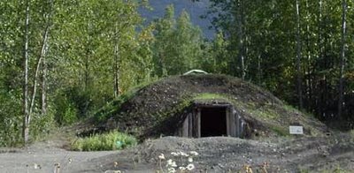 A qasgiq, a house built of sods dug deep into the tundra and reserved only for the men.  Young boys learned their ancestral ways and bonded with other male tribe members in these huts.