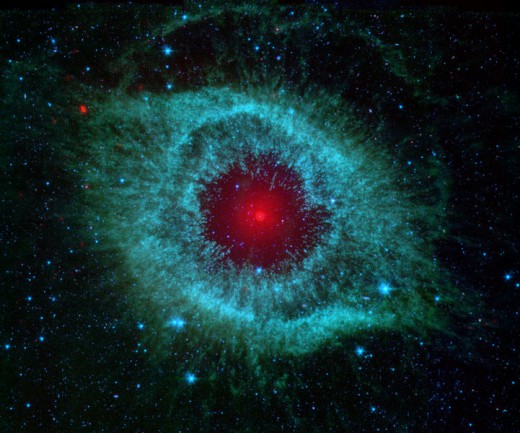 This infrared image from NASA's Spitzer Space Telescope shows the Helix Nebula