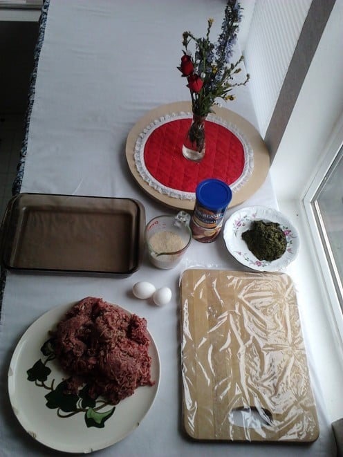 Assemble Meatloaf Ingredients