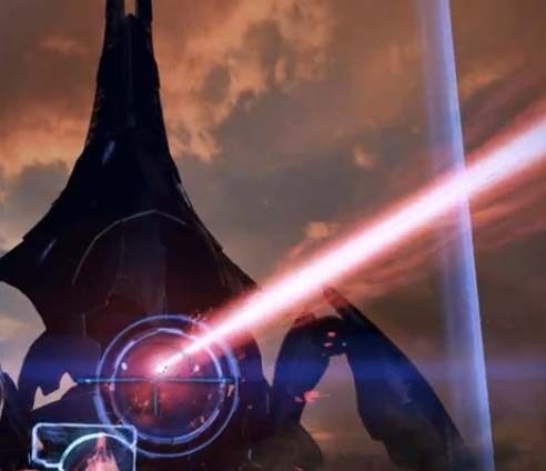 Avoid the red laser beam from the reaper eye and focus the laser beam's blue lights towards the reaper eye to defeat the reaper on Rannoch