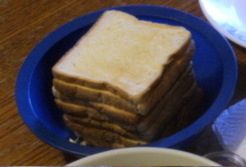 I have a lot of people to cook for on Sunday Breakfast day. So I use a lot of toast.