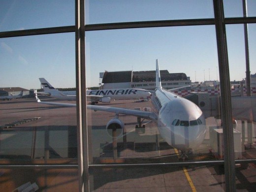 Two of Finnair's A330 aircraft at their hub in Helsinki-Vantaa airport