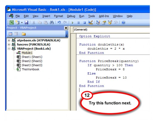 Figure 11. PriceBreak user-defined function