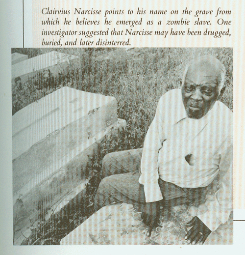 Newspaper clipping of Clairvius Narcisse showing the grave from which he was taken to be made a "Zombie"