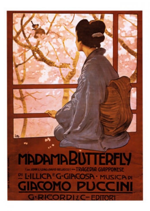 Poster for the Opera, Madame Butterfly (by Puccini). This opera is also known as Madama Butterfly.