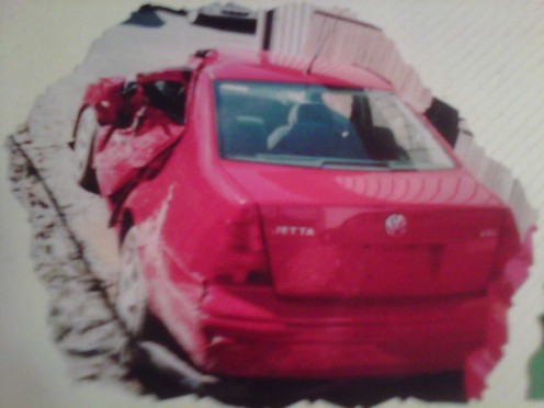 Two weeks later- After my car was hit by a DUI driver with a suspended license. 