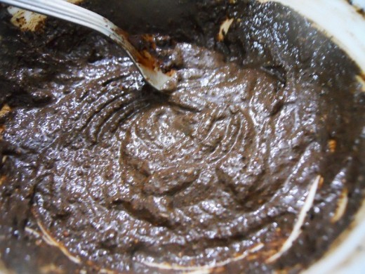 cocoa body scrub with coffee grounds
