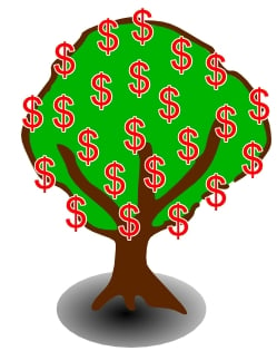 - Money Tree - image by Rosie2010 derived from clipart by OCAL from www.clker.com -